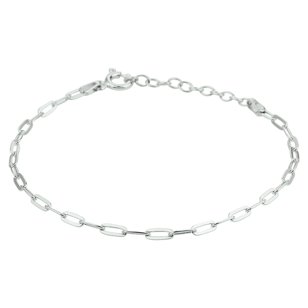 Armband Büroklammer Flachrohr 2,4 mm 16 + 3 cm Silber rhodiniert