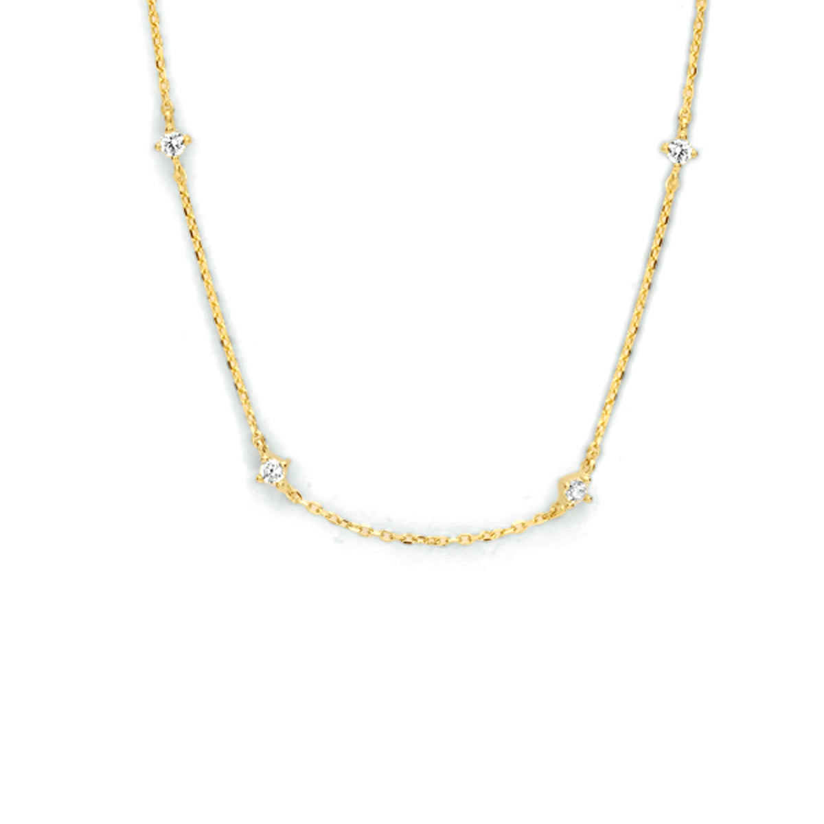 Halskette Anker Zirkonia 40 - 42 - 44 cm 14K Gelbgold