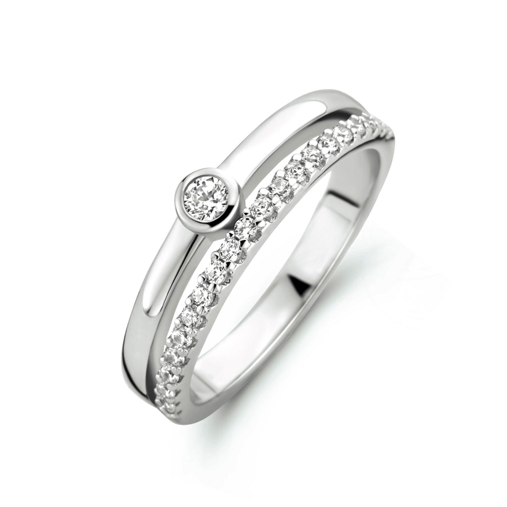 ring zirkonia zilver gerhodineerd