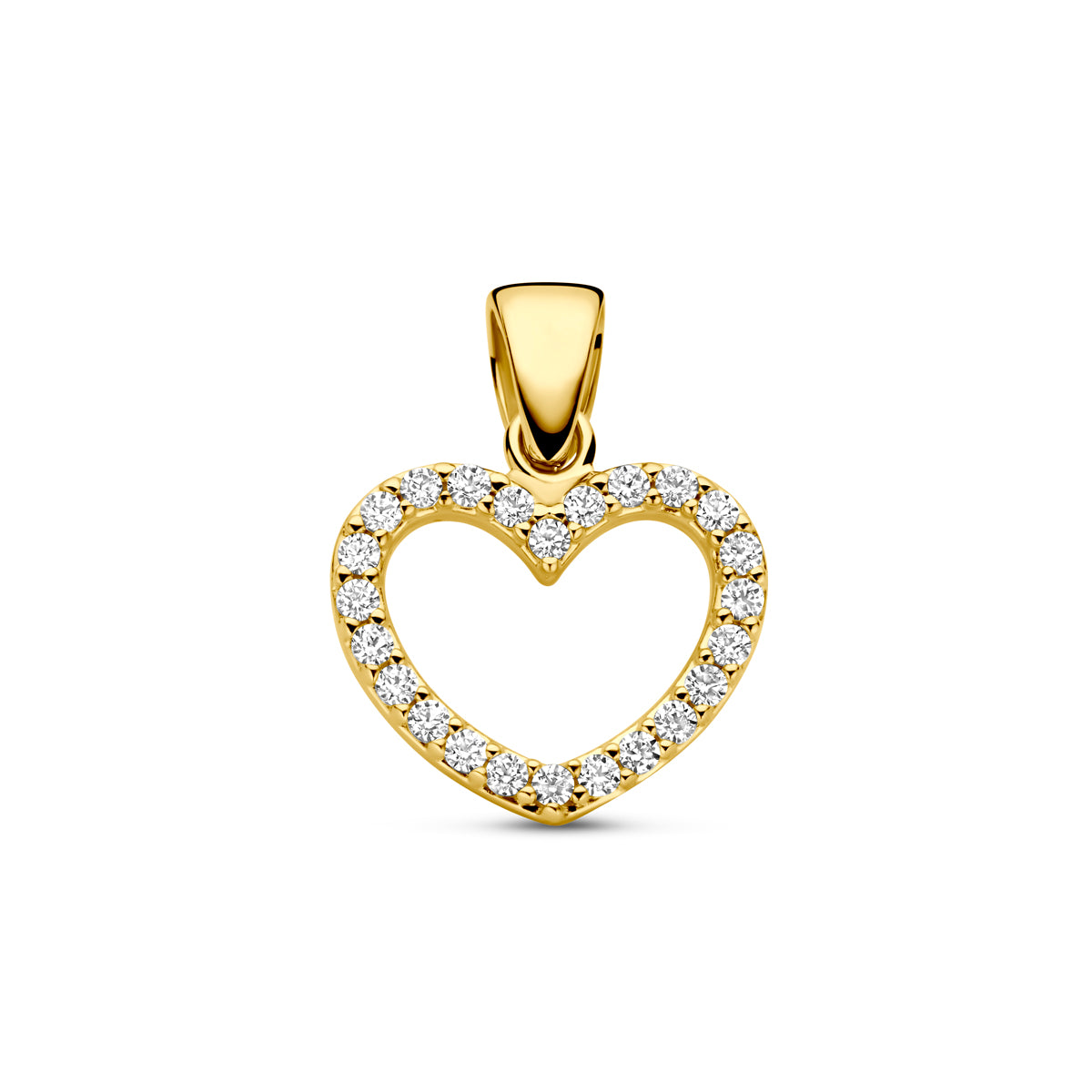 hanger hartje zirkonia 15 mm 14K geelgoud