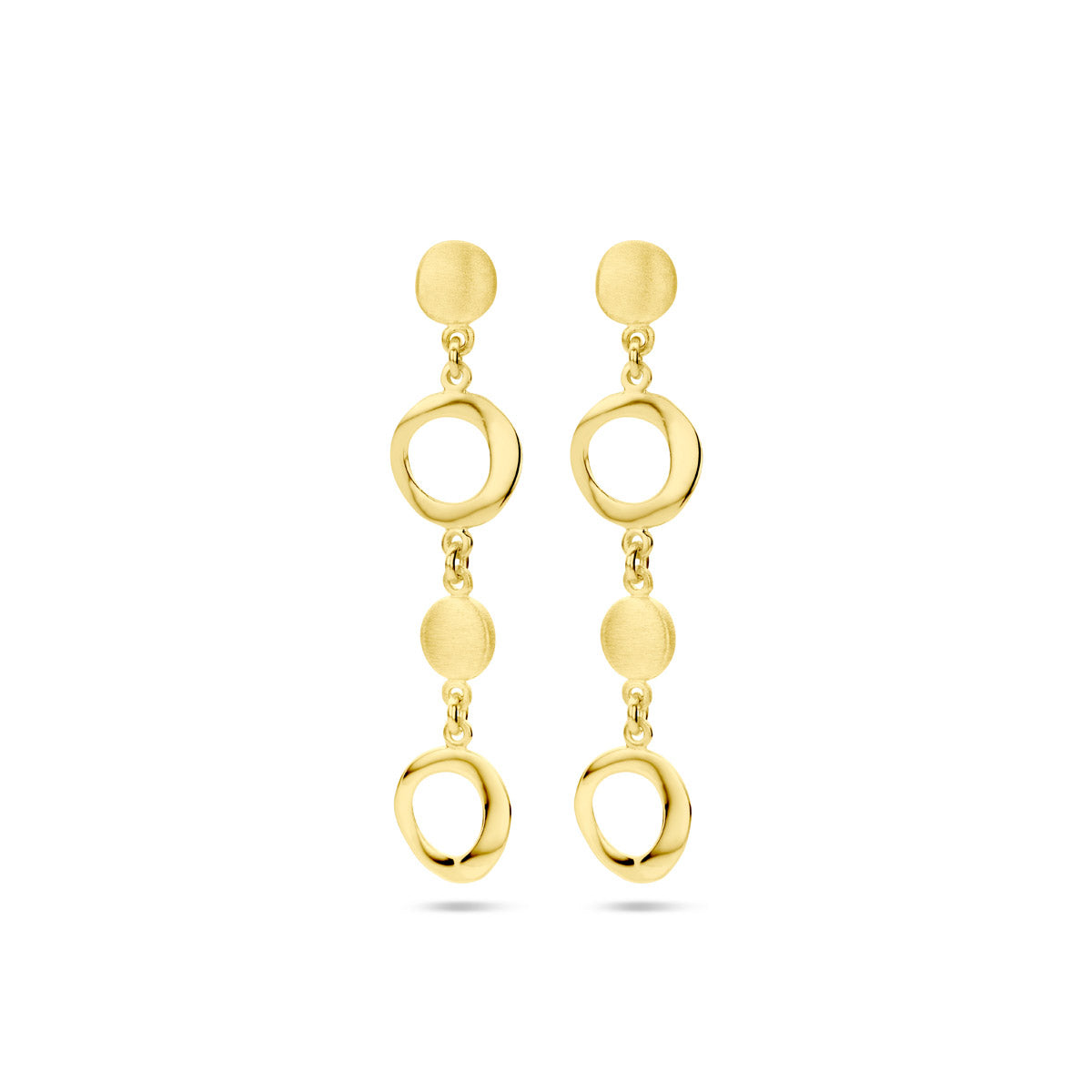 oorhangers poli/mat 14K geelgoud