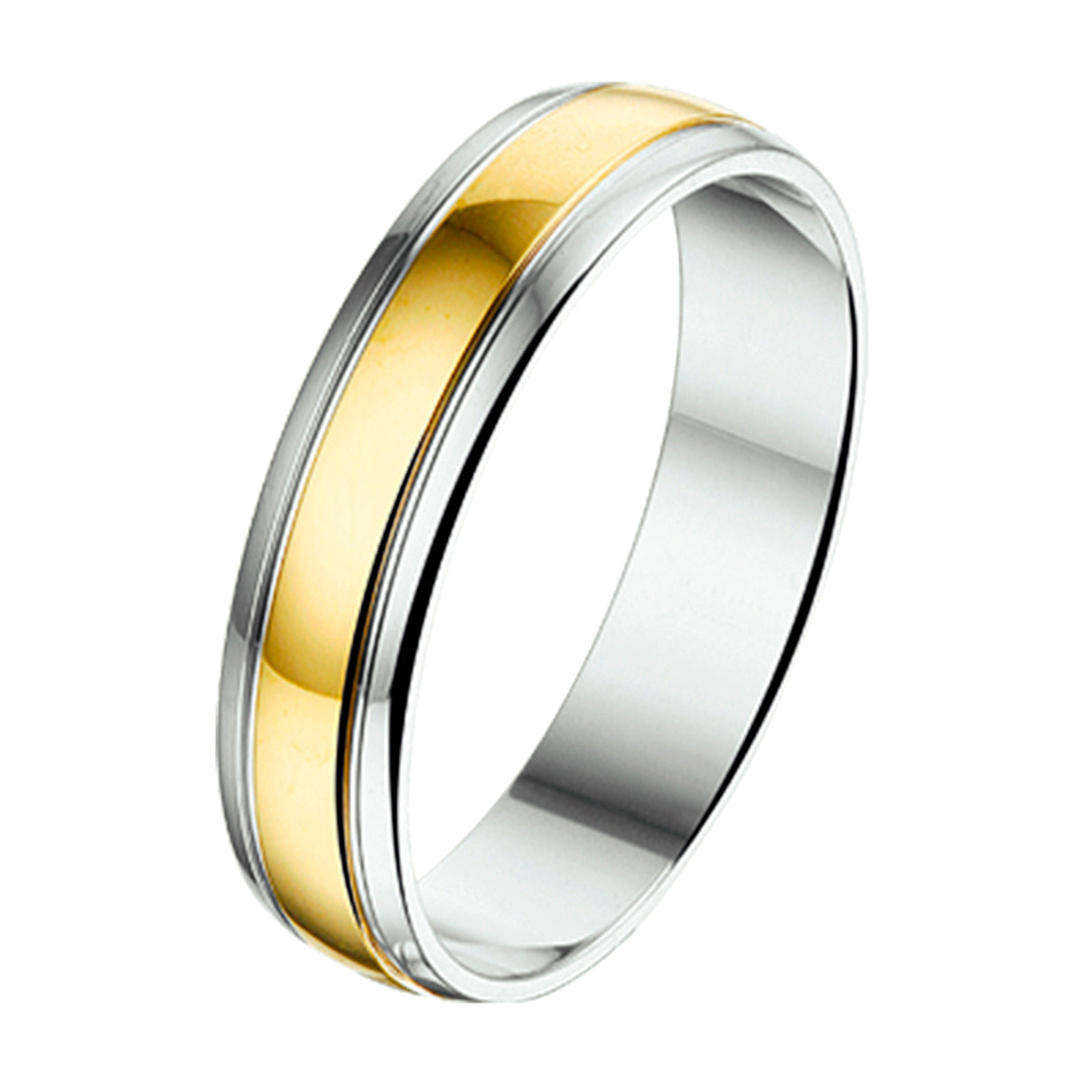 ring 5 mm zonder steen goud met zilver