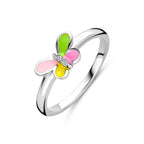 ring vlinder zirkonia emaille zilver gerhodineerd