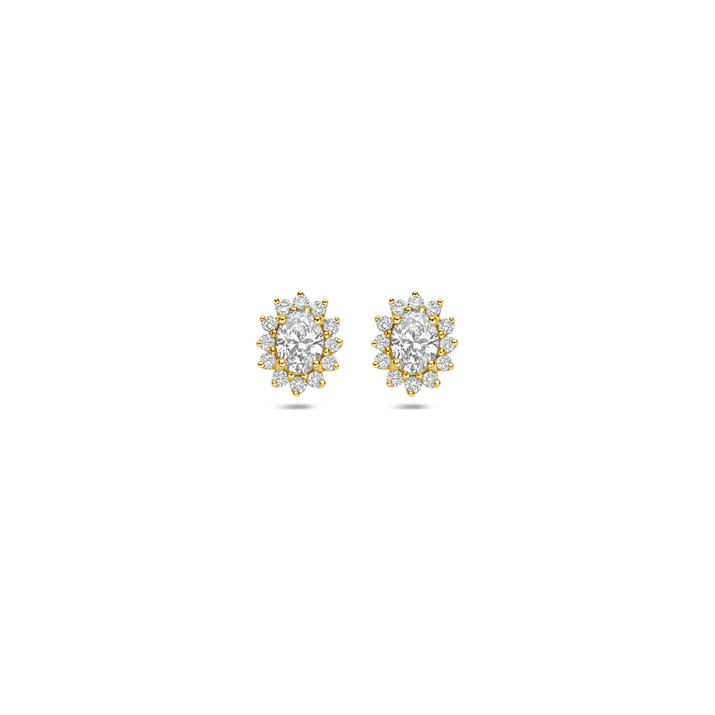 oorknoppen lab grown diamant 0.43ct (2x 0.217ct) f vs 6,5 mm 14K geelgoud
