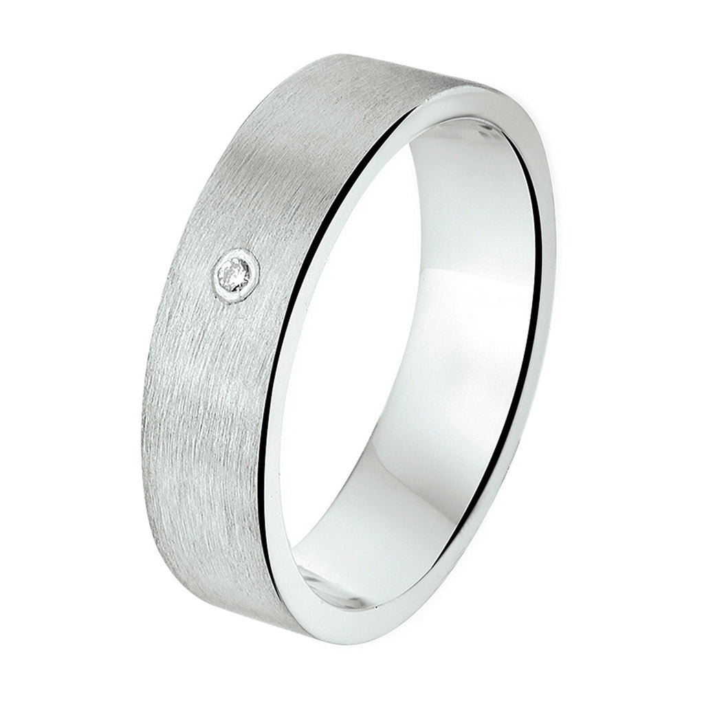 Ring A305 – 5 mm – 0,01 ct H SI Silber rhodiniert