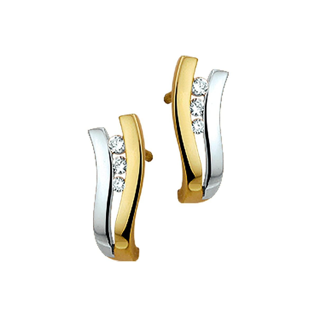 Ohrstecker Zirkonia 14K Bicolor Gold Gelb/Weiß