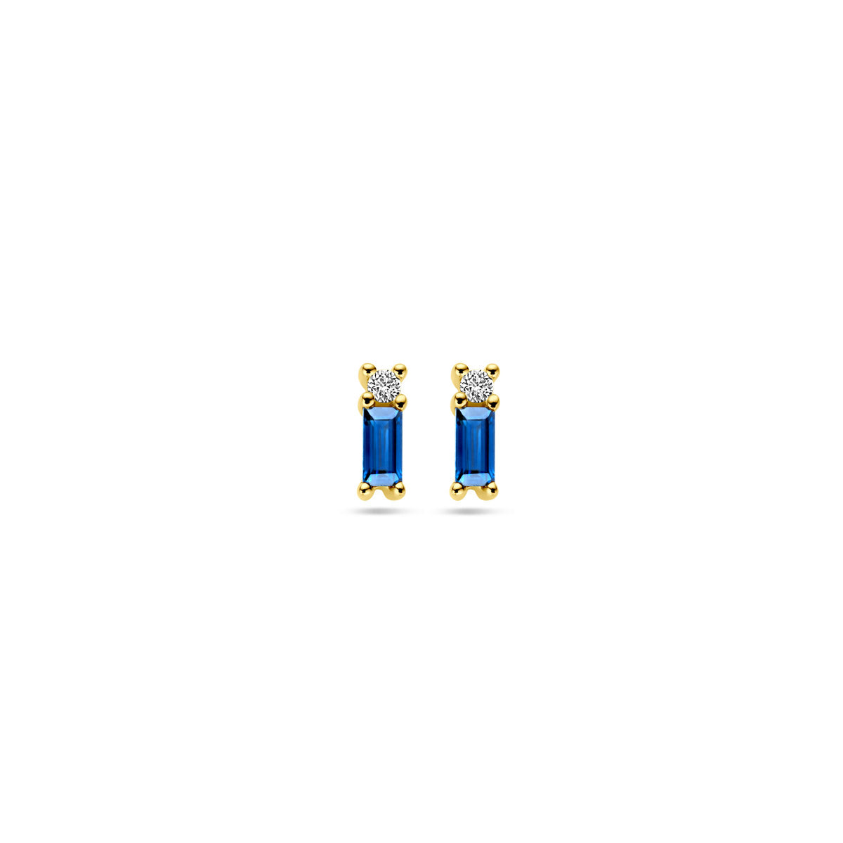 Ohrstecker Saphir und Diamant 0,04 ct (2x 0,02 ct) h si 14K Gelbgold