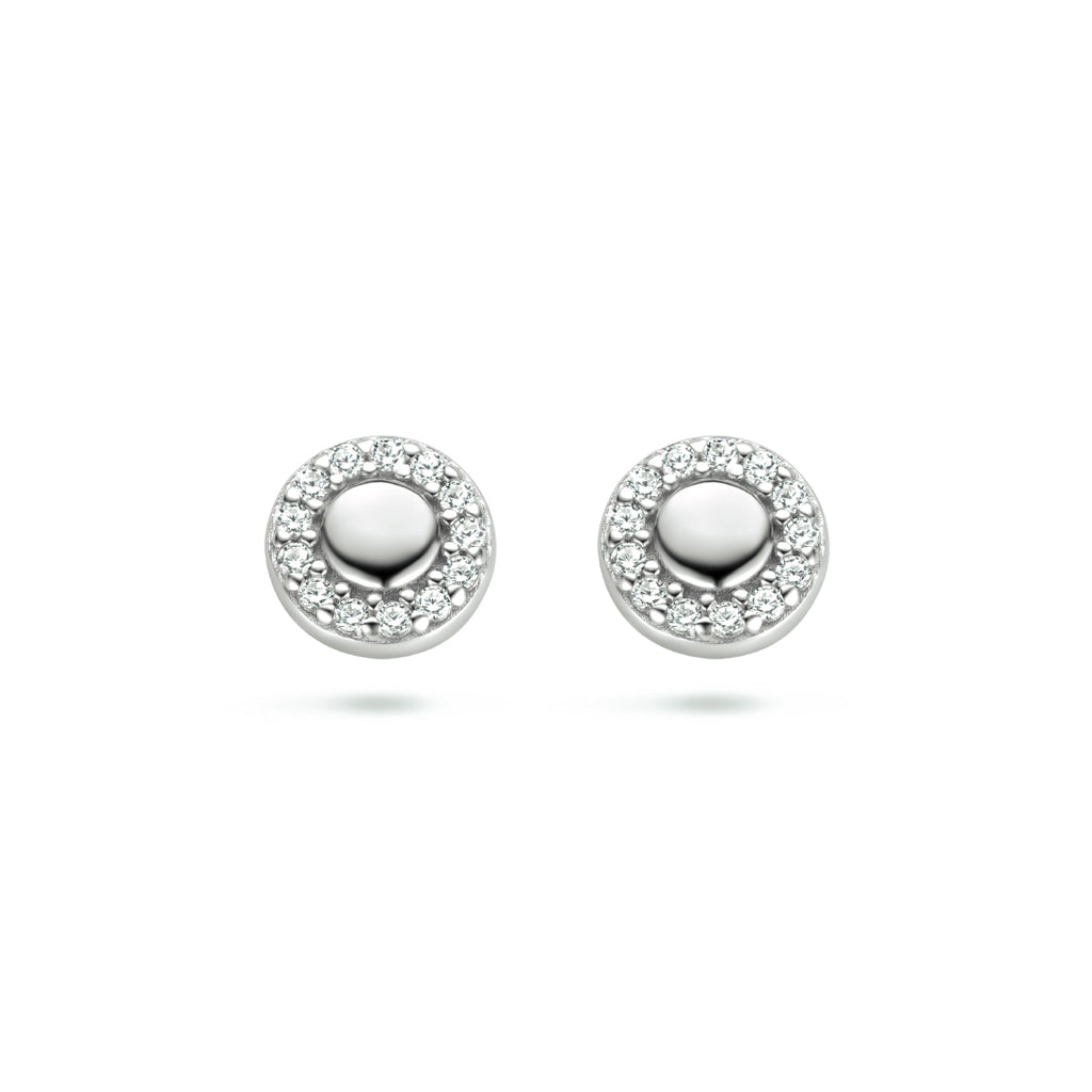 Ohrstecker rund Zirkonia Silber rhodiniert