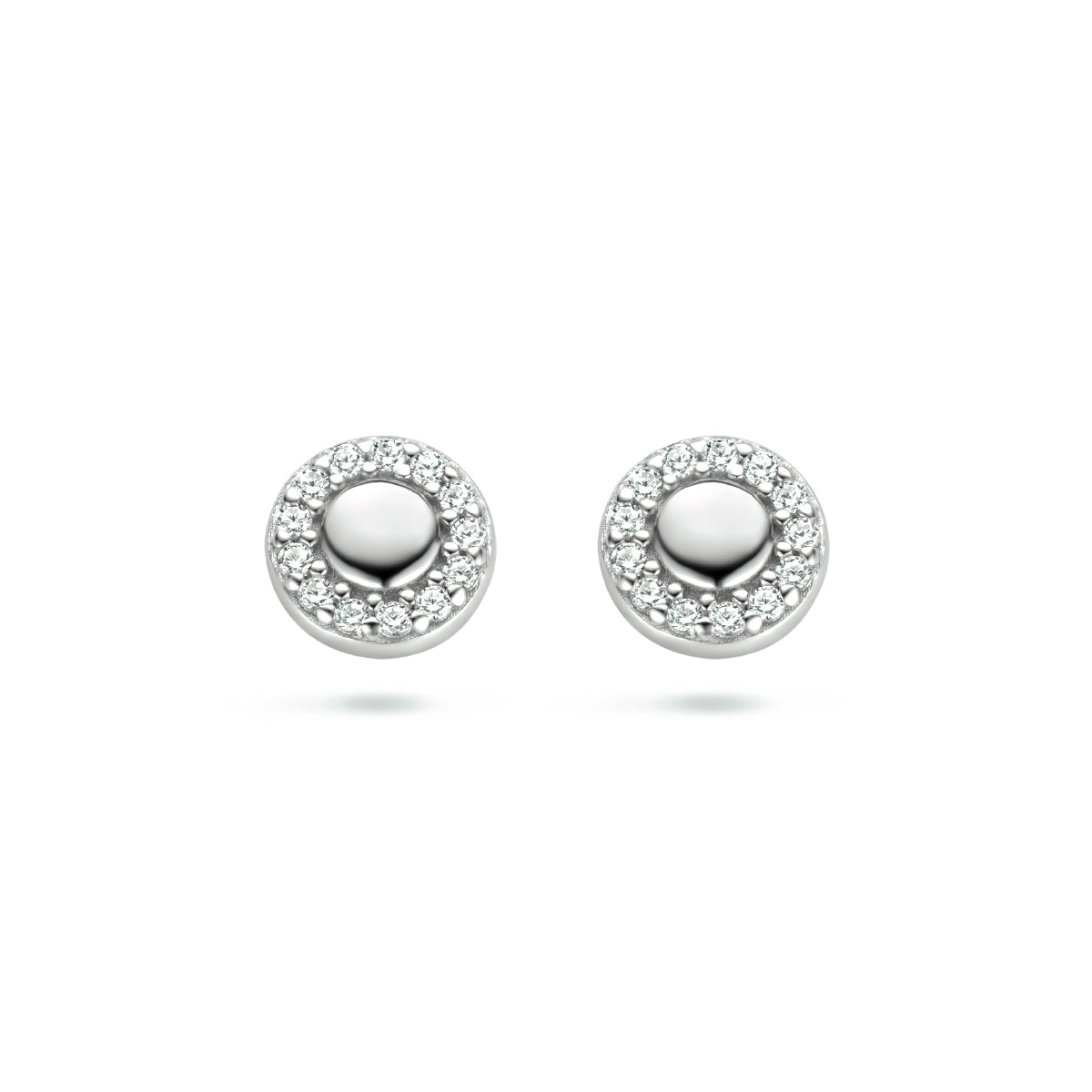 Ohrstecker rund Zirkonia Silber rhodiniert