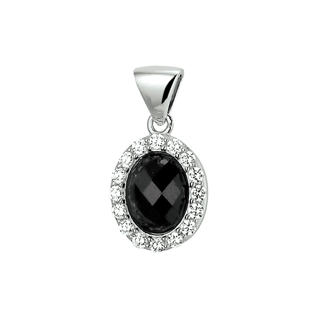 hanger onyx en zirkonia zilver gerhodineerd