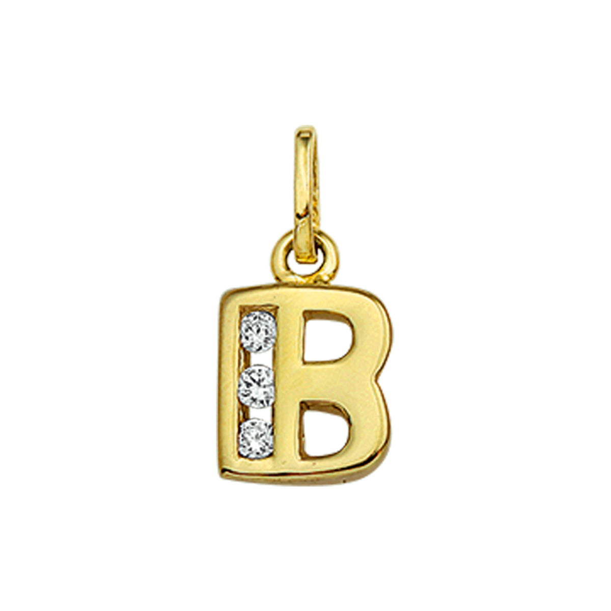 hanger letter zirkonia 14K geelgoud