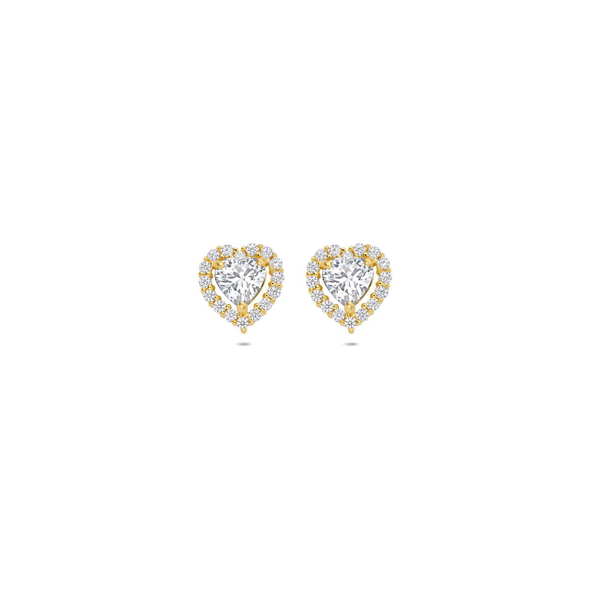 Ohrstecker Herz Zirkonia 7 mm 14K Gelbgold