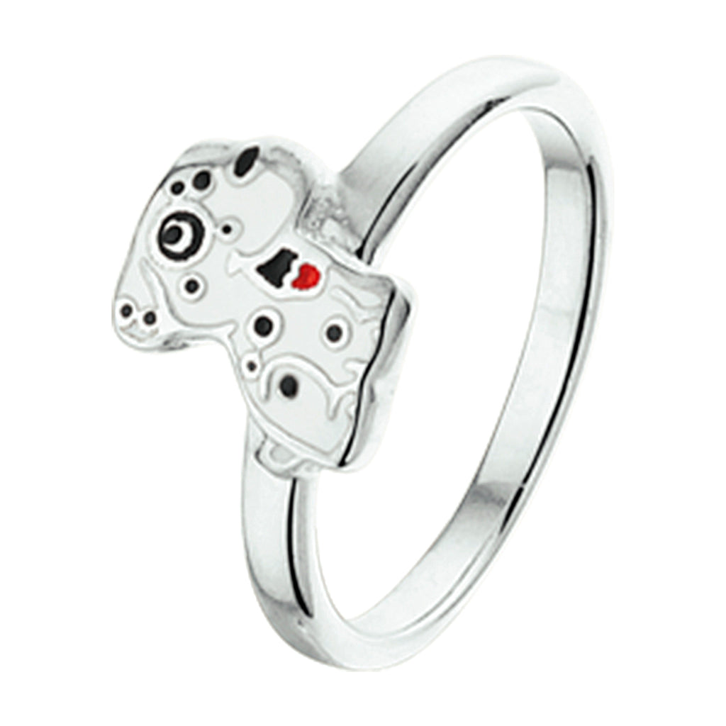 Ring Hund Emaille Silber rhodiniert