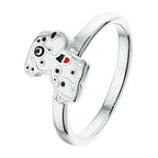 Ring Hund Emaille Silber rhodiniert