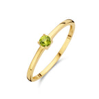 Ring mit Geburtsstein Peridot, 14. August, Gelbgold