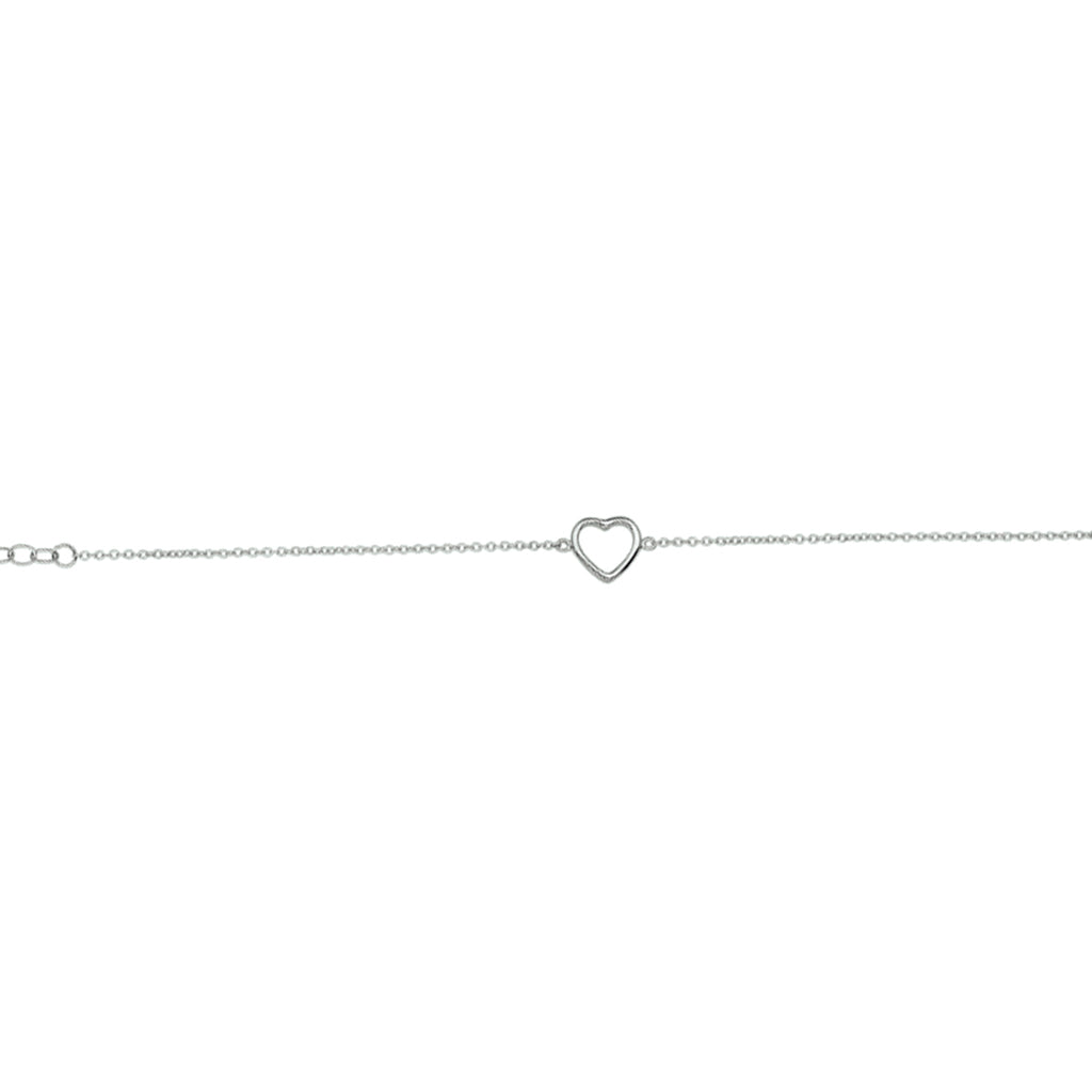 Armband Herz 1,3 mm 15,5 + 2,5 cm Silber rhodiniert