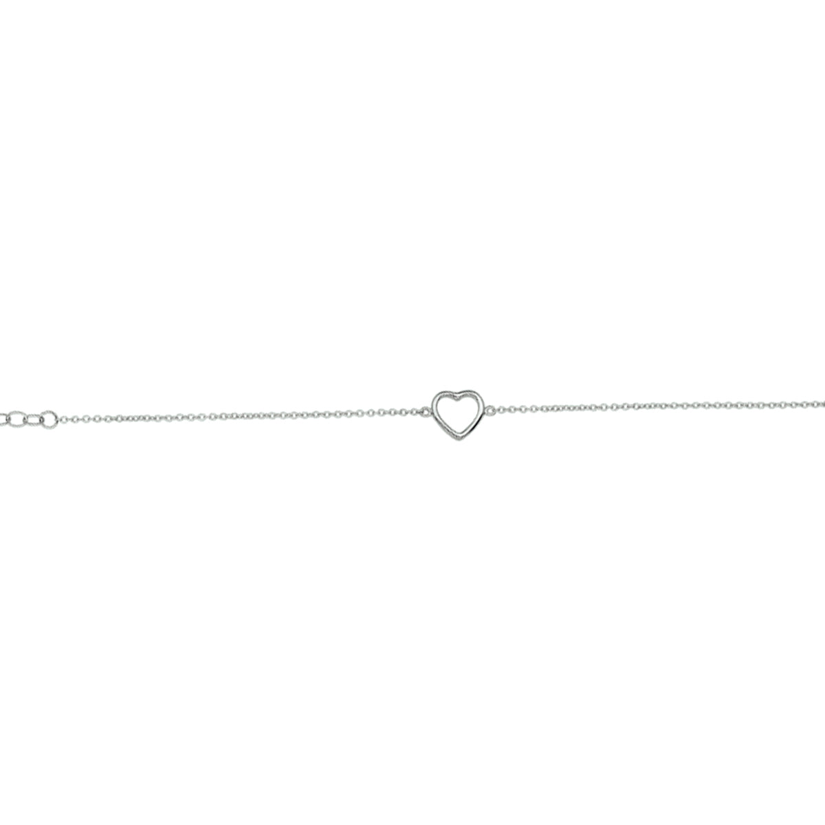 Armband Herz 1,3 mm 15,5 + 2,5 cm Silber rhodiniert