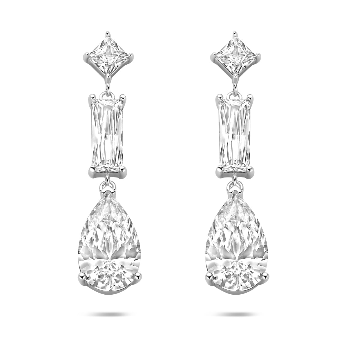 Ohrhänger Zirkonia 35 mm silber rhodiniert