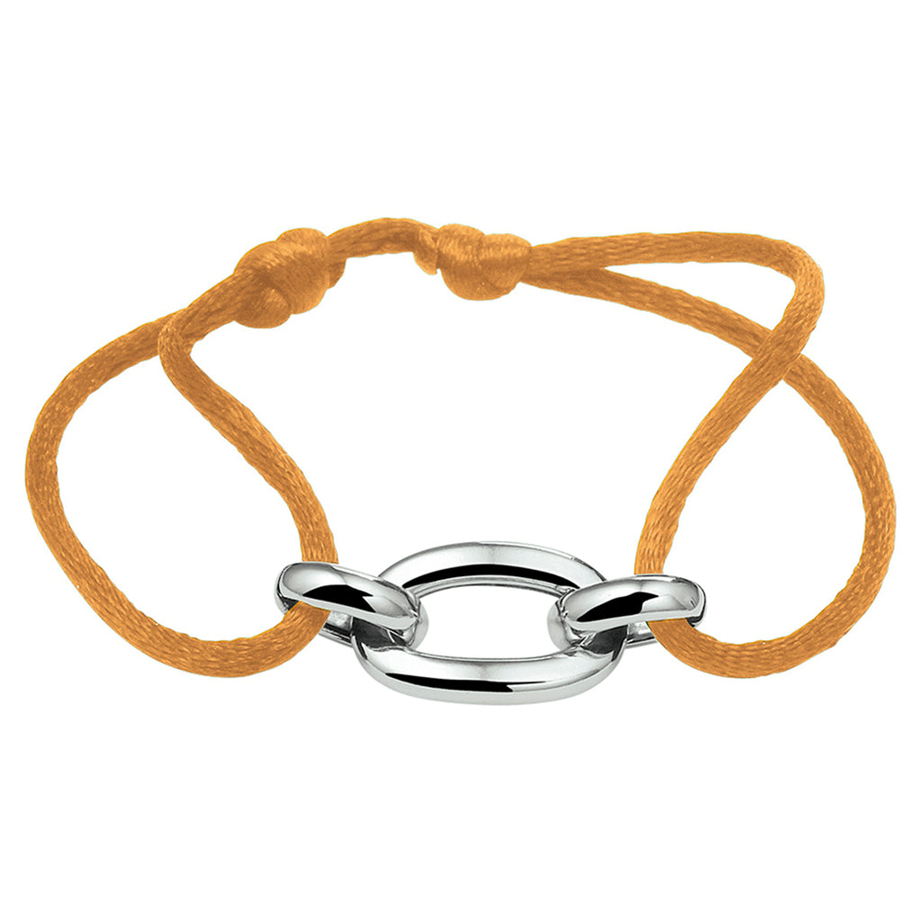 Armband Satin Karamell 13 - 26 cm rhodiniert Silber mit Gummi/Nylon/Leder