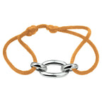 Armband Satin Karamell 13 - 26 cm rhodiniert Silber mit Gummi/Nylon/Leder