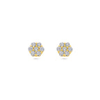 oorknoppen bloem zirkonia 14K geelgoud
