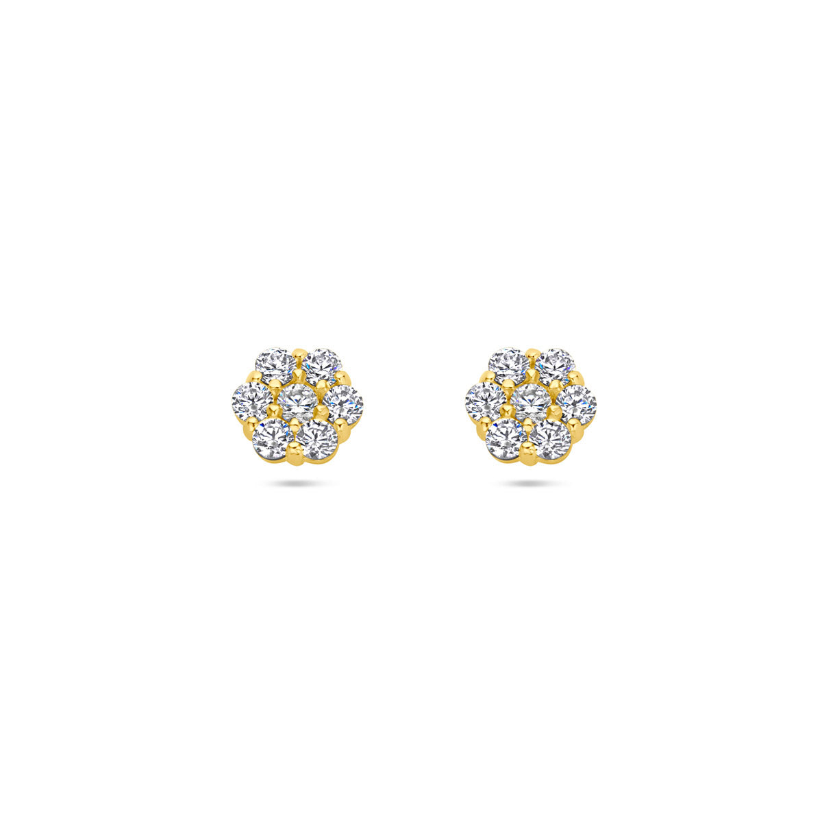 Ohrstecker Blume Zirkonia 14K Gelbgold