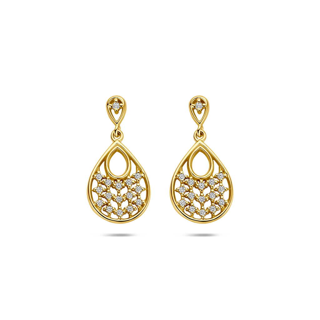 oorhangers zirkonia 19 mm 1 micron zilver verguld (geel)