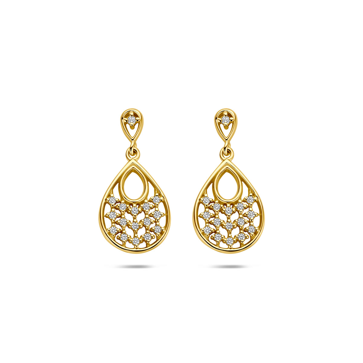 oorhangers zirkonia 19 mm 1 micron zilver verguld (geel)