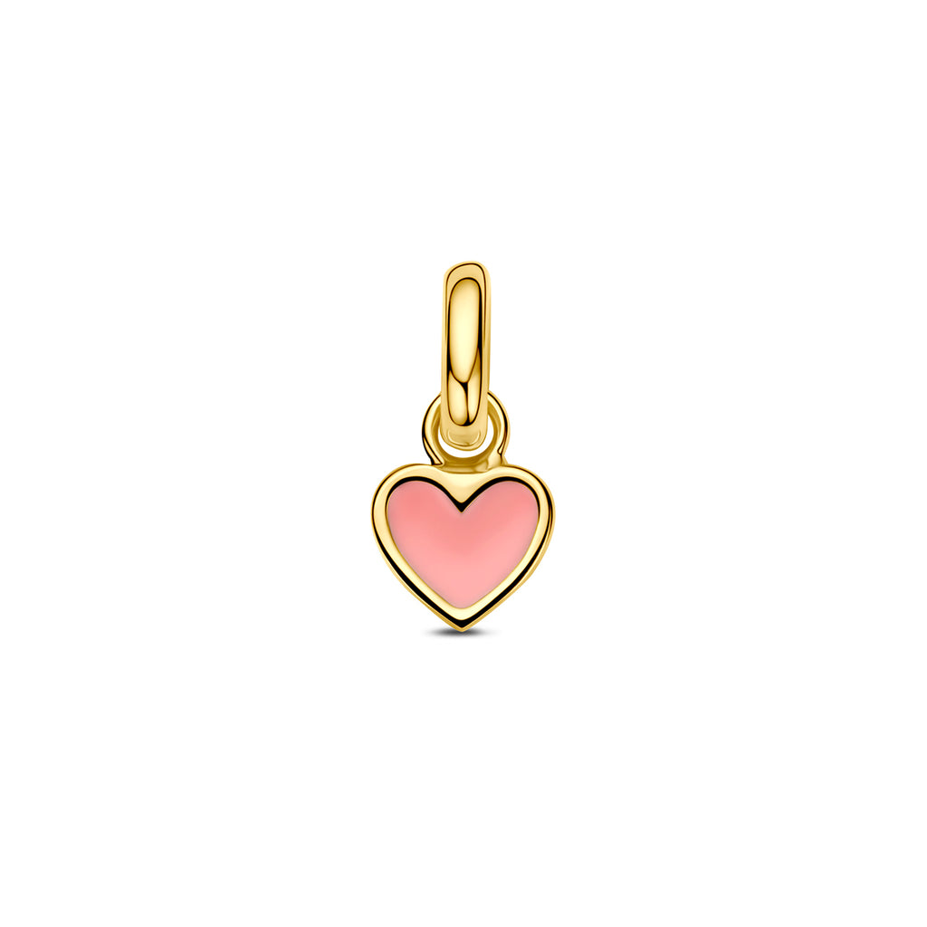 hanger hartje roze 4,5 mm 14K geelgoud