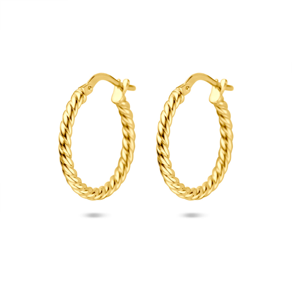 oorringen gedraaide buis 2 mm Silgold (geel met zilverkern)