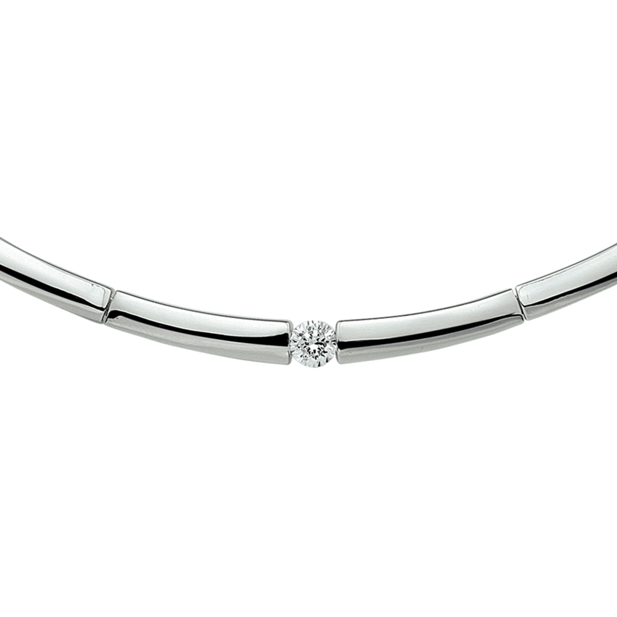collier zirkonia 42 + 3 cm zilver gerhodineerd