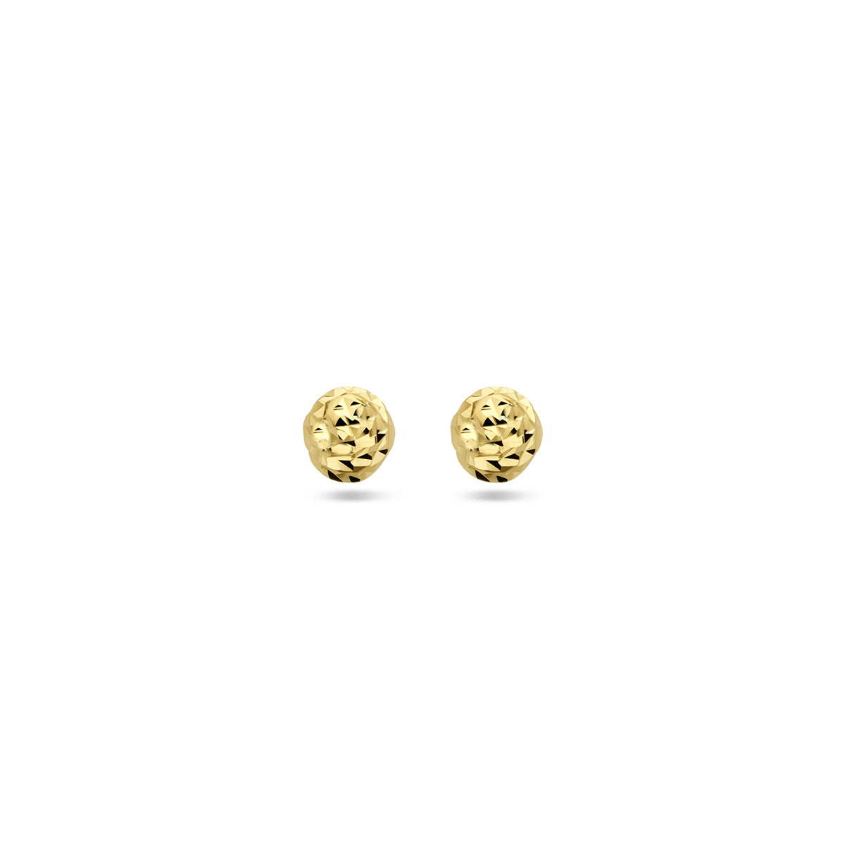 oorknoppen bolletje gediamanteerd 14K geelgoud
