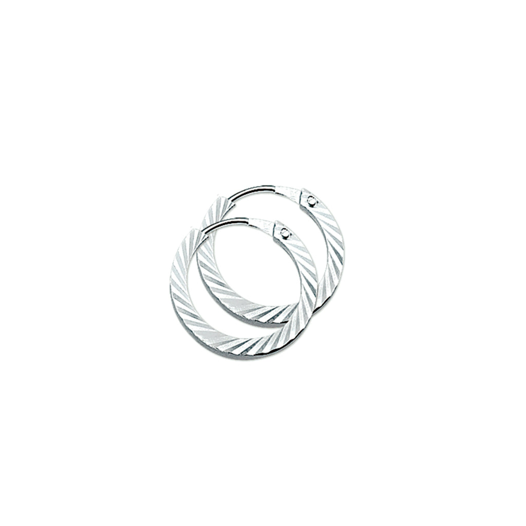 oorringen vierkante buis 2,0 mm gediamanteerd zilver gerhodineerd