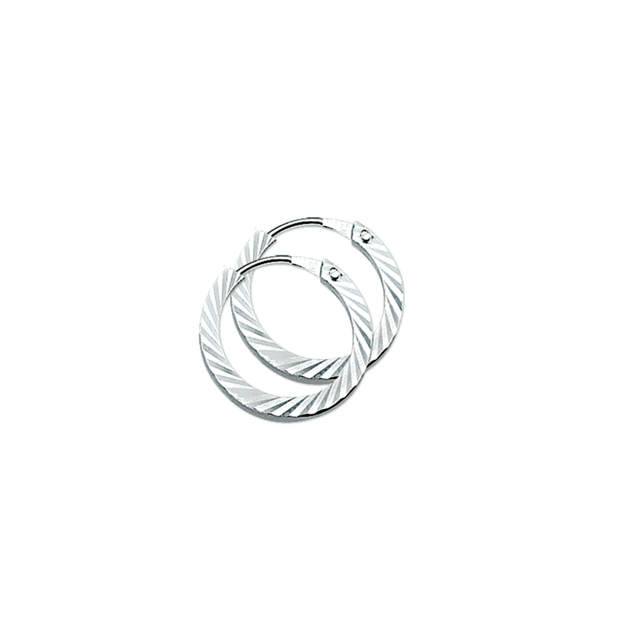 oorringen vierkante buis 2,0 mm gediamanteerd zilver gerhodineerd