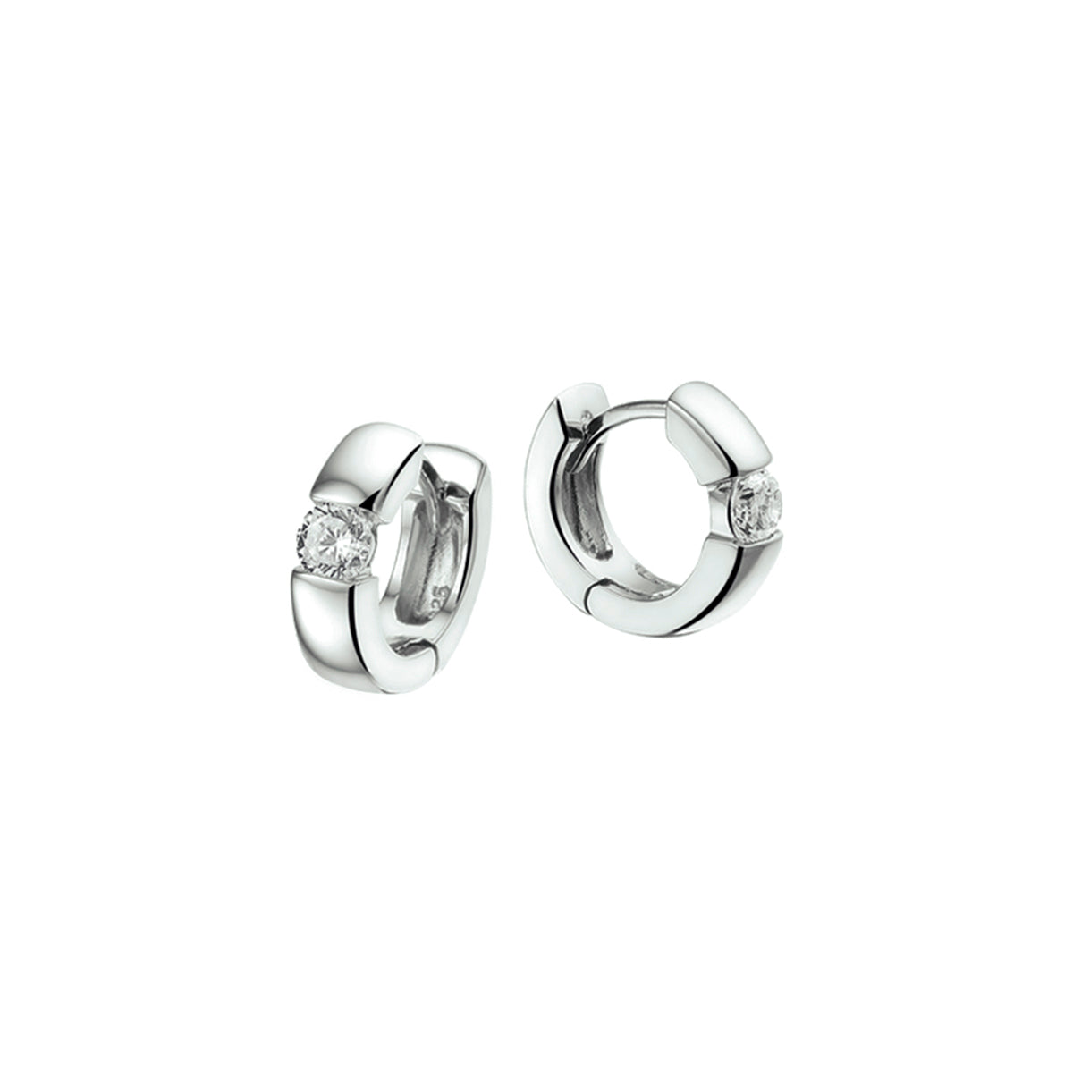 klapoorringen zirkonia zilver gerhodineerd