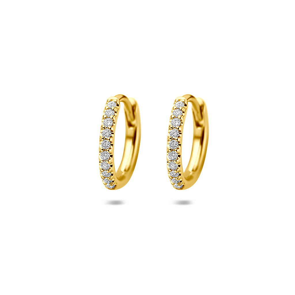 klapoorringen lab grown diamant 0.14ct (2x 0.07ct) g vs 12 mm 14K geelgoud