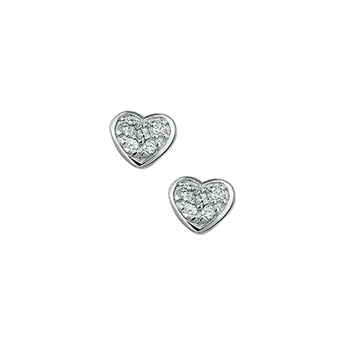 Ohrstecker Herz Zirkonia Silber rhodiniert