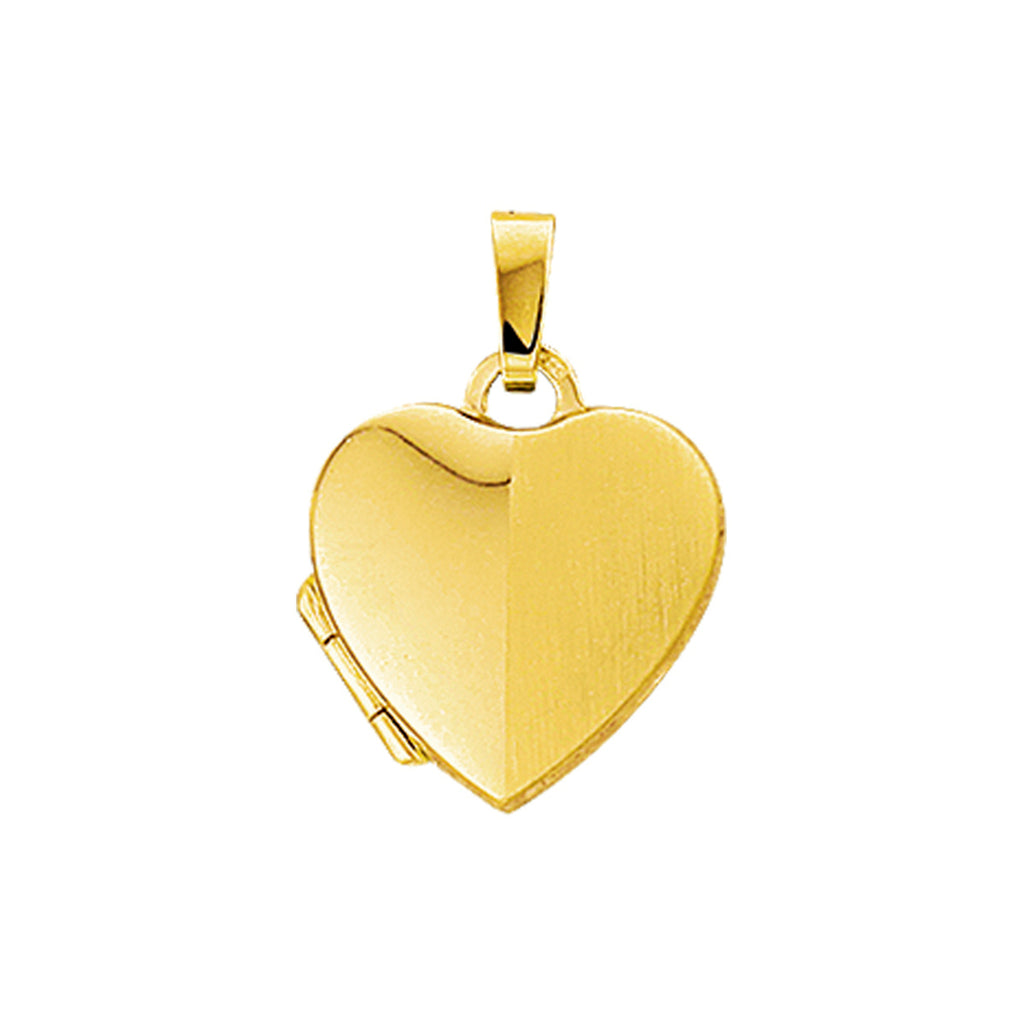 Medaillon Herz poliert/matt 14 mm 14K Gelbgold
