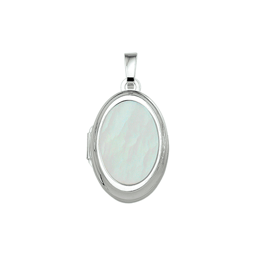 medaillon parelmoer 18,5 mm zilver wit