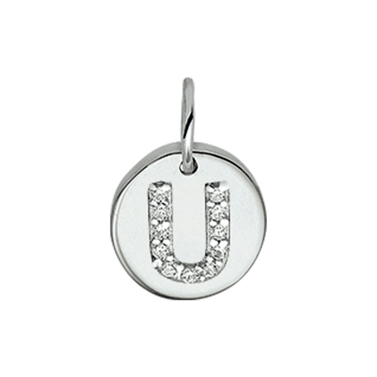 hanger letter m zirkonia zilver gerhodineerd