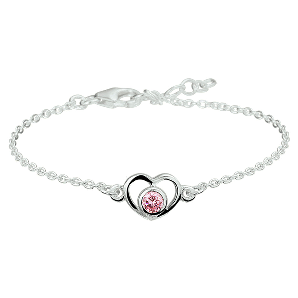 Armband Herz und Zirkonia 13 - 15 cm Silber rhodiniert