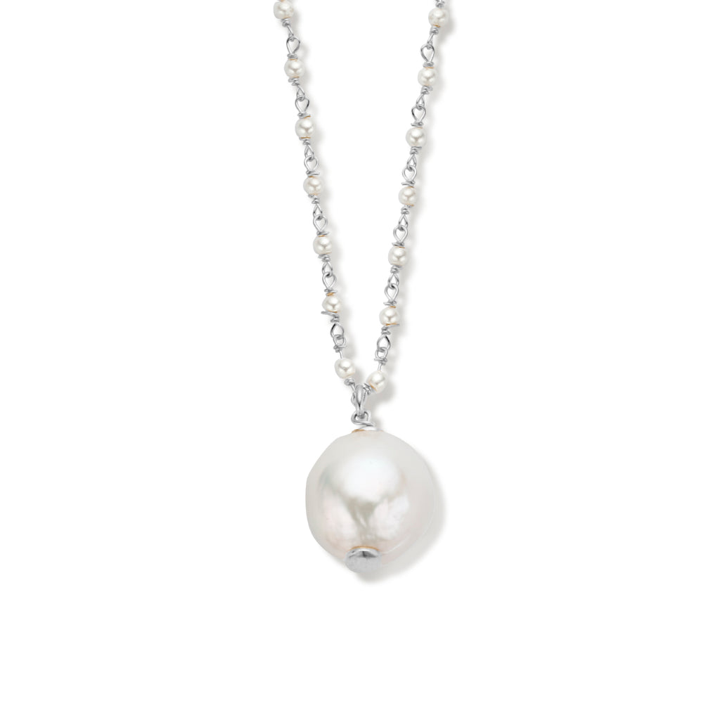 collier parels 45 + 5 cm zilver gerhodineerd