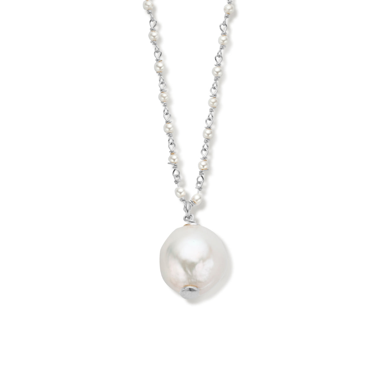 collier parels 45 + 5 cm zilver gerhodineerd