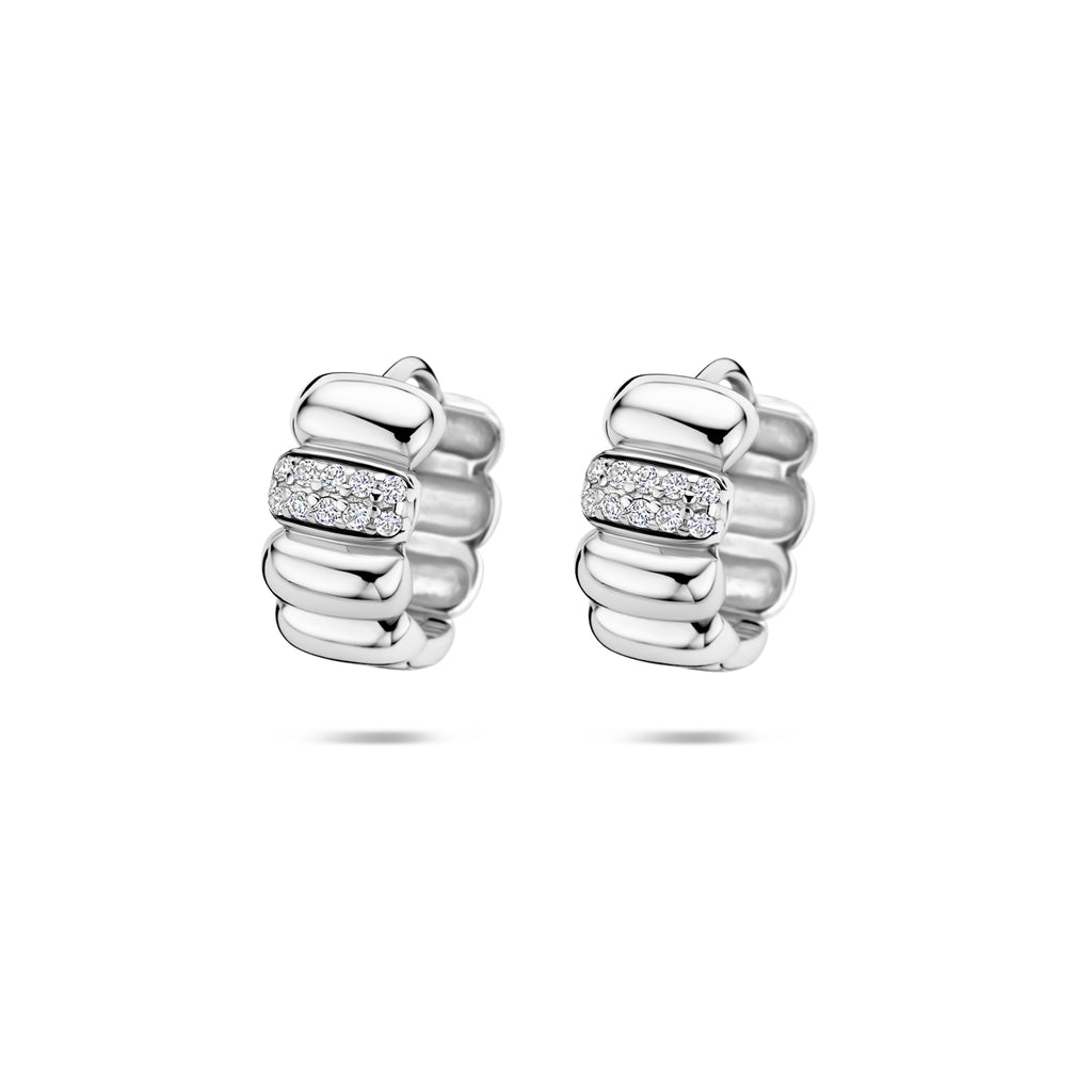 klapoorringen zirkonia 13,5 mm zilver gerhodineerd