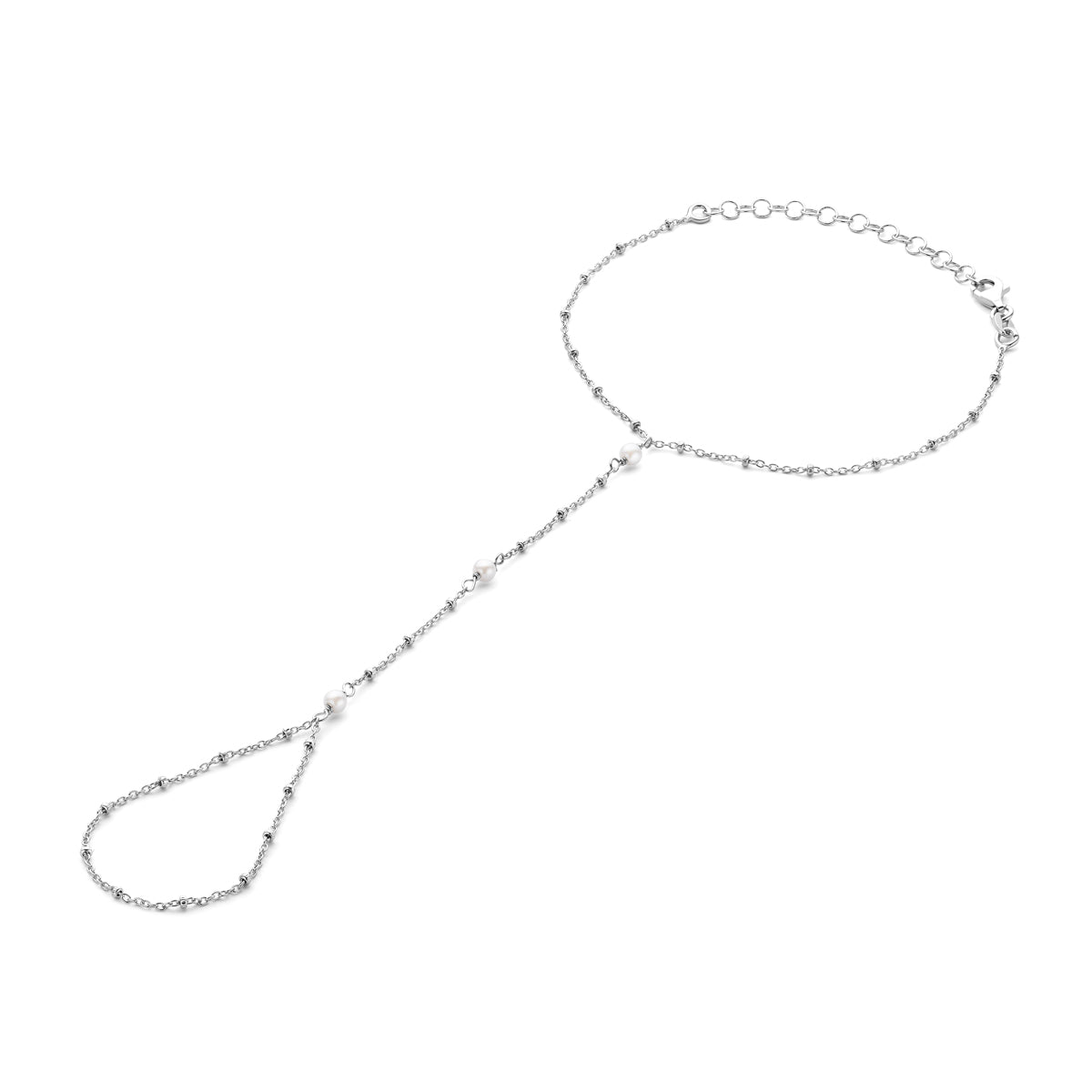 Handschmuck Perlen 17 + 5 cm Silber rhodiniert