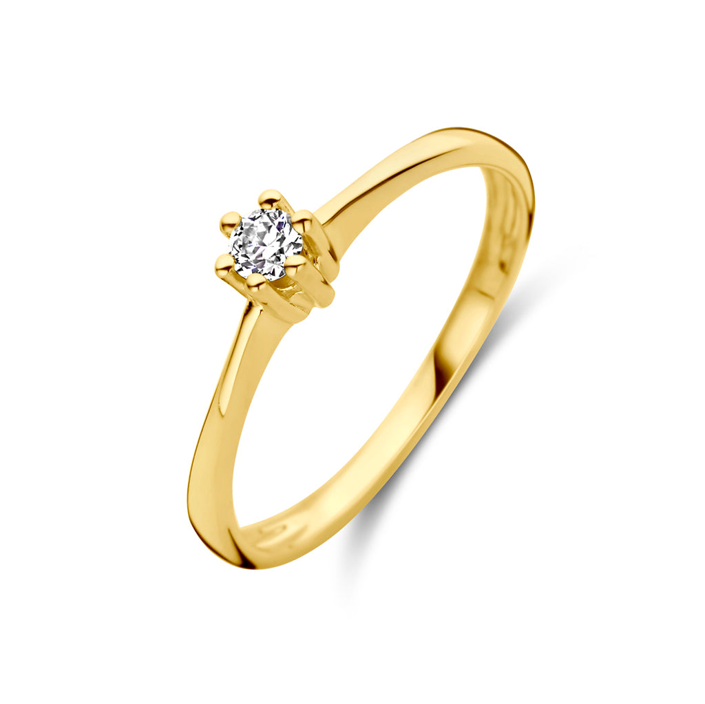 aanzoeksring diamant 0.10ct h si 14K geelgoud