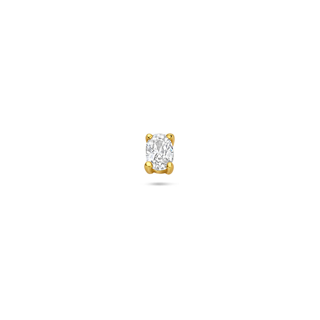 Flat Back Piercing oval Zirkonia 4 mm 1 Mikron silber vergoldet (gelb)