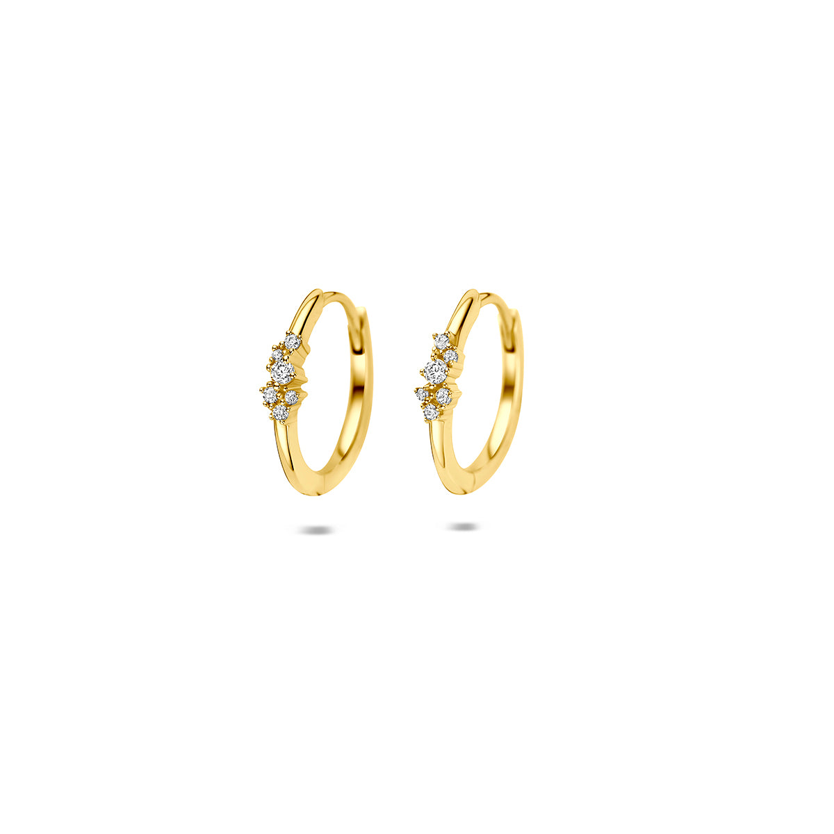 9k klapoorringen zirkonia 12,5 mm 9K geel
