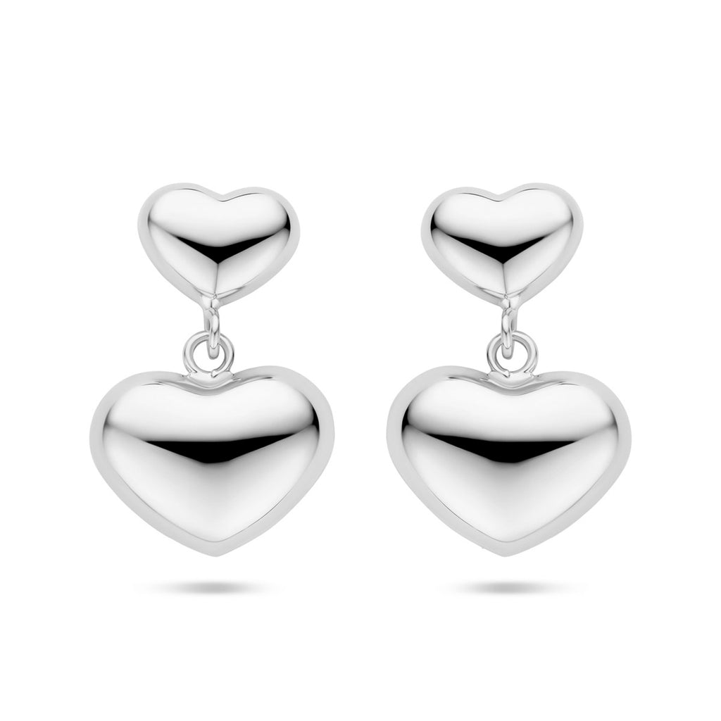 Ohrhänger Herz 26 mm rhodiniertes Silber