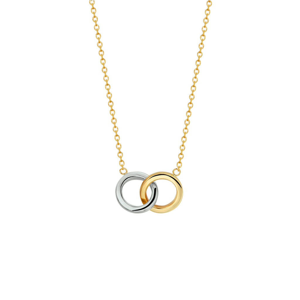 collier rondjes 40 - 42 - 44 cm 14K bicolor goud geel/wit - rondje,bolletje,ringetje,draad